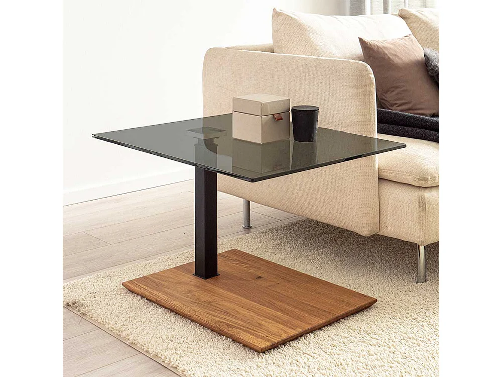 Wohnzimmer Tisch mit Glasplatte höhenverstellbar