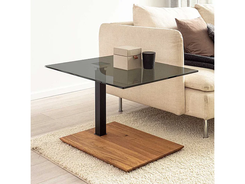 Wohnzimmer Tisch mit Glasplatte höhenverstellbar