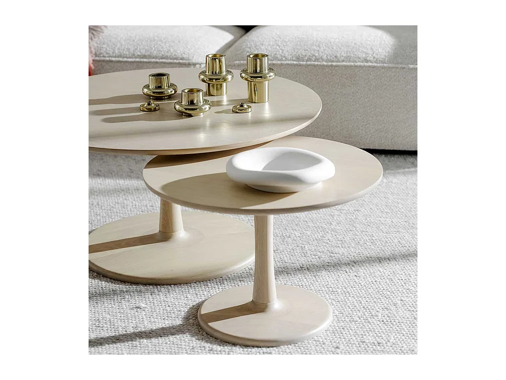 Couchtisch Salontisch in runder Form mit Tellerfußgestell