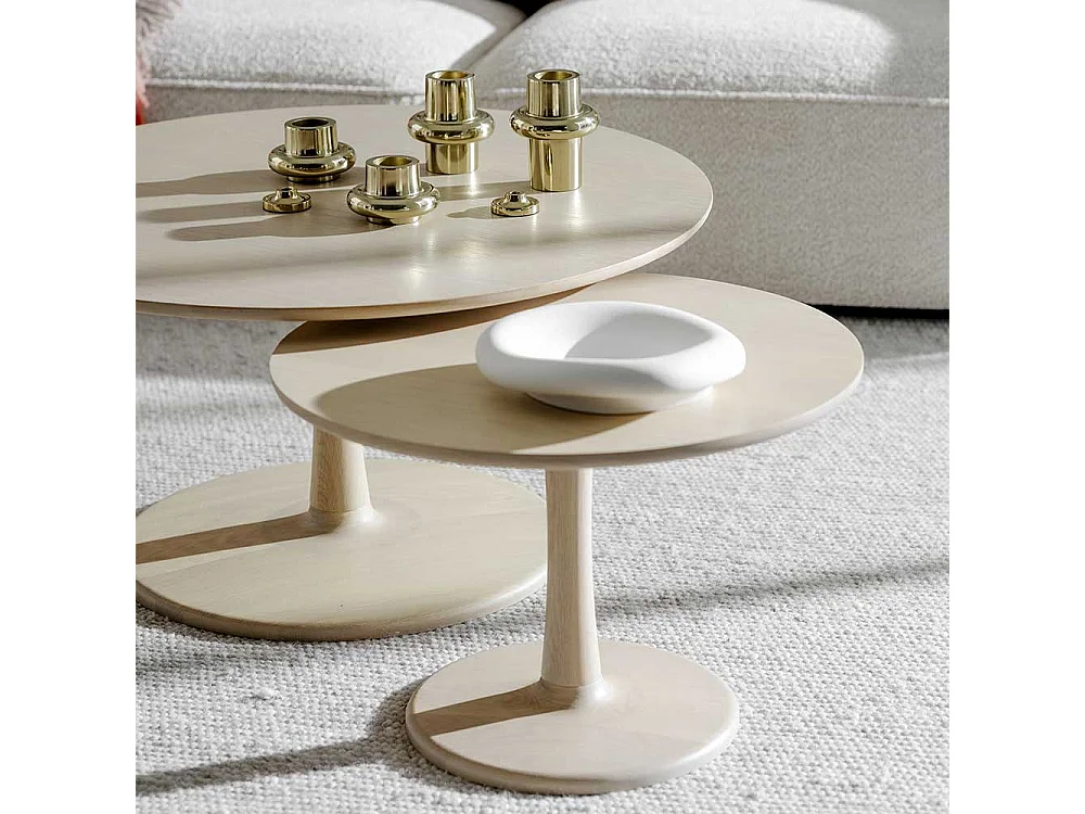 Couchtisch Salontisch in runder Form mit Tellerfußgestell