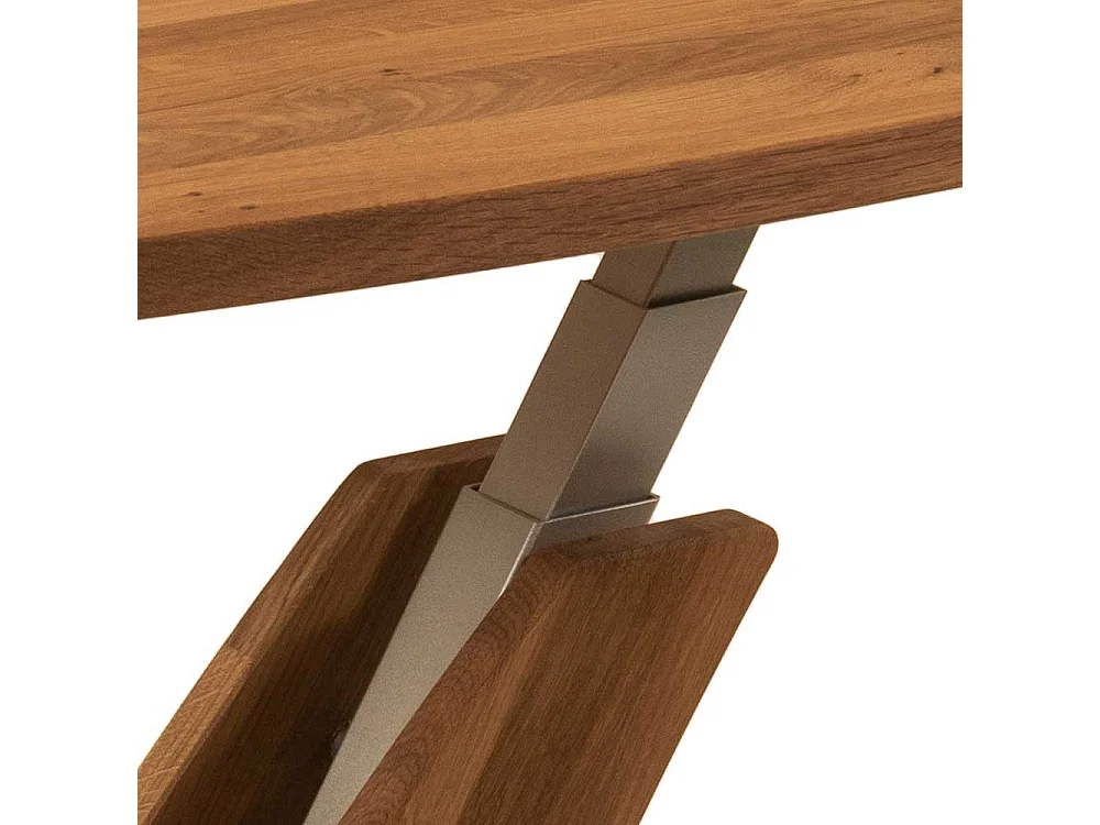 Couchtisch aus Wildeiche Massivholz auf Rollen höhenverstellbar