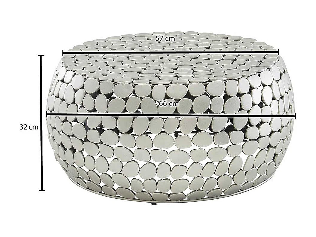 Aluminium Couchtisch in Silberfarben runder Tischplatte