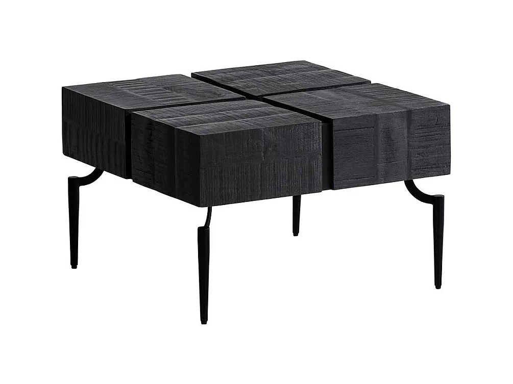 Couchtisch Sofatisch in Schwarz aus Massivholz und Metall