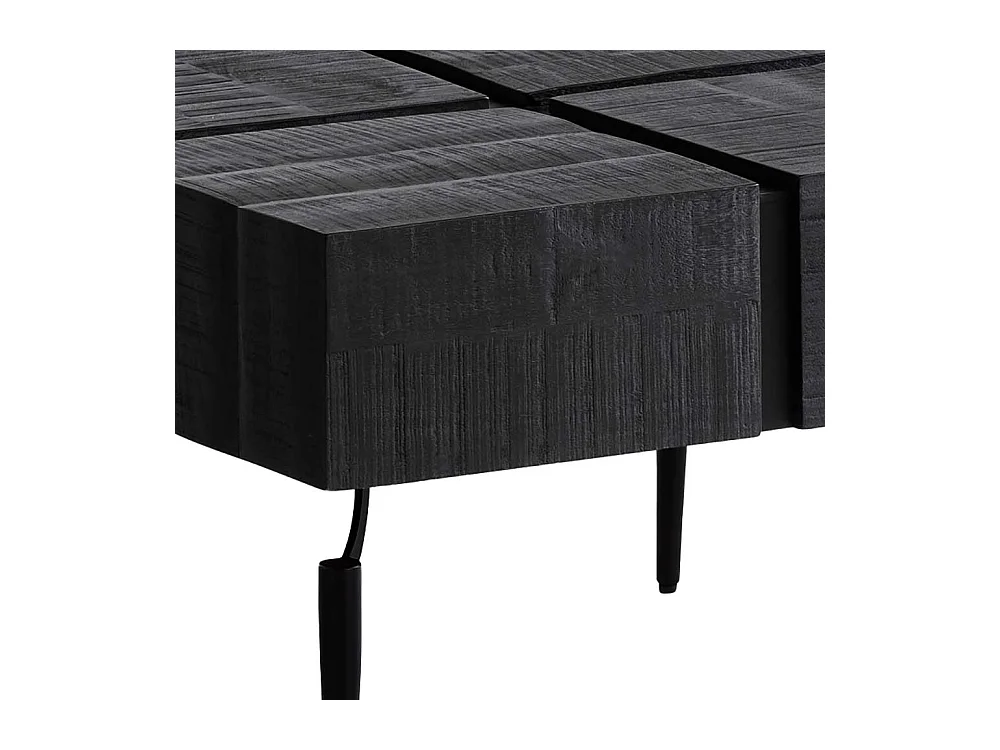 Couchtisch Sofatisch in Schwarz aus Massivholz und Metall