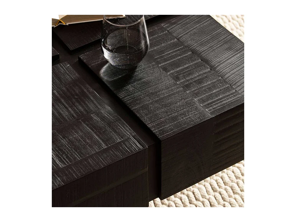 Couchtisch Sofatisch in Schwarz aus Massivholz und Metall