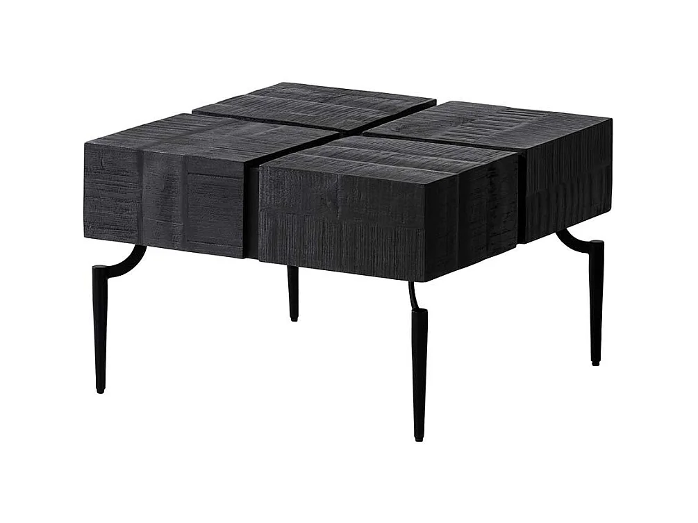 Couchtisch Sofatisch in Schwarz aus Massivholz und Metall