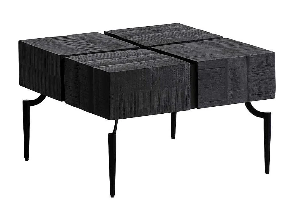 Couchtisch Sofatisch in Schwarz aus Massivholz und Metall
