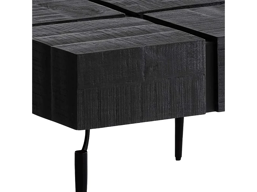 Couchtisch Sofatisch in Schwarz aus Massivholz und Metall