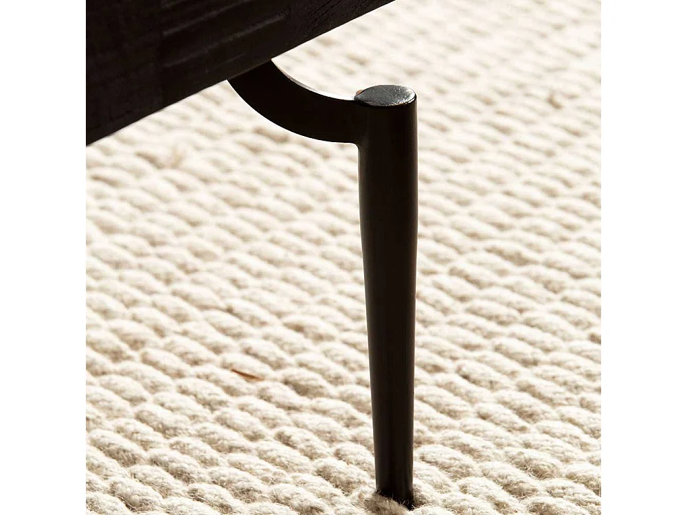 Couchtisch Sofatisch in Schwarz aus Massivholz und Metall