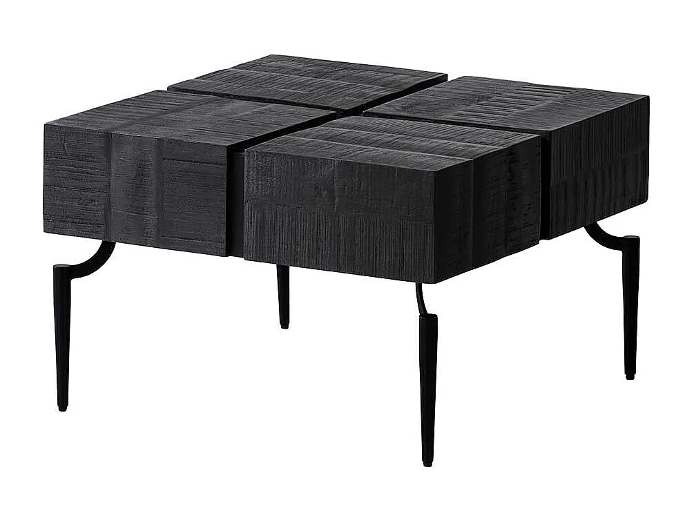 Couchtisch Sofatisch in Schwarz aus Massivholz und Metall