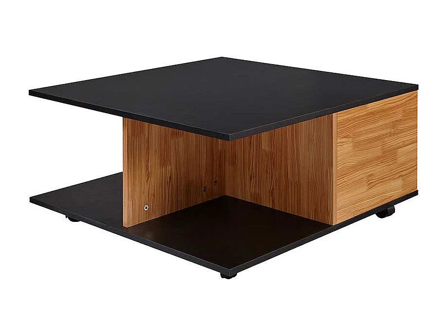 Rollbarer Wohnzimmer Tisch in Anthrazit und Eiche Optik 70 cm breit