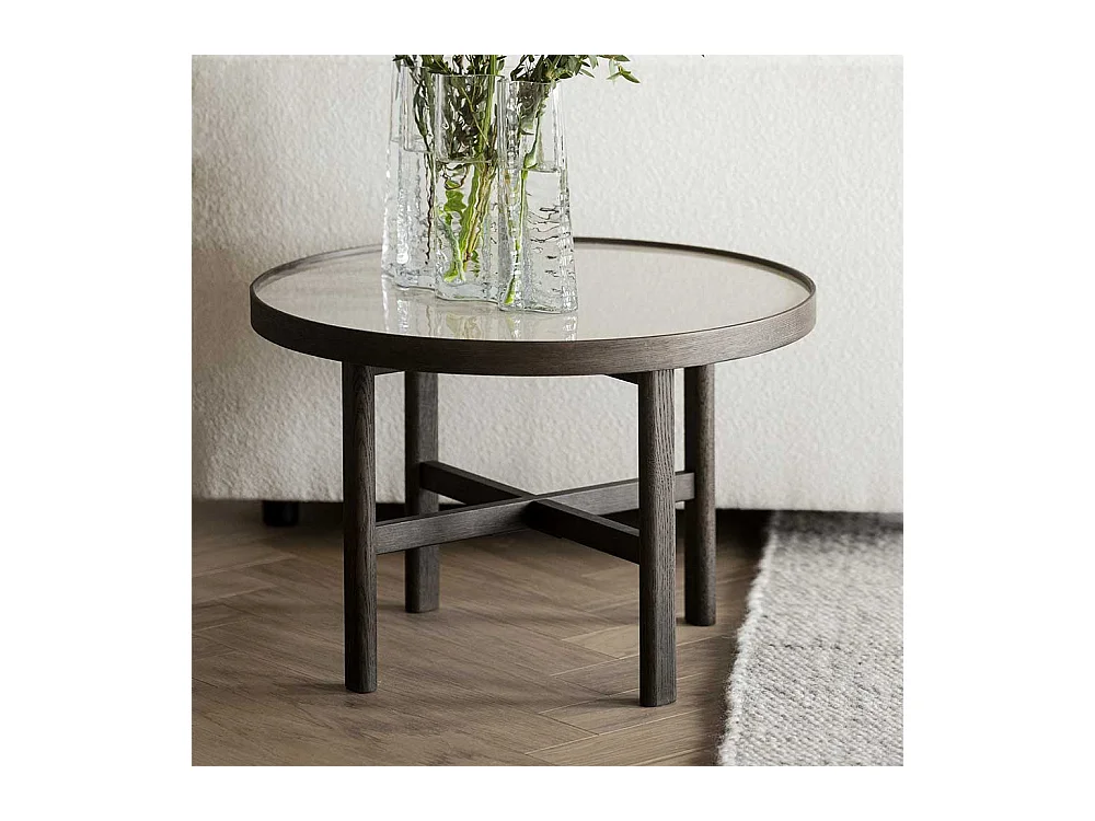 Couchtisch mit Keramikplatte in Beige Eiche dunkelbraun