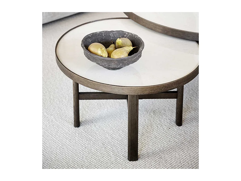 Couchtisch mit Keramikplatte in Beige Eiche dunkelbraun