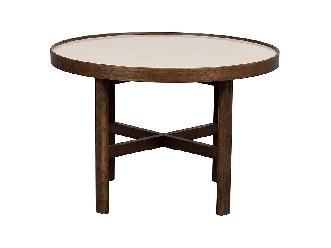 Couchtisch mit Keramikplatte in Beige Eiche dunkelbraun