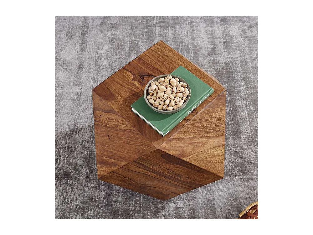 Massivholz Design Couchtisch 57x43x57 cm Sheeshamfarben