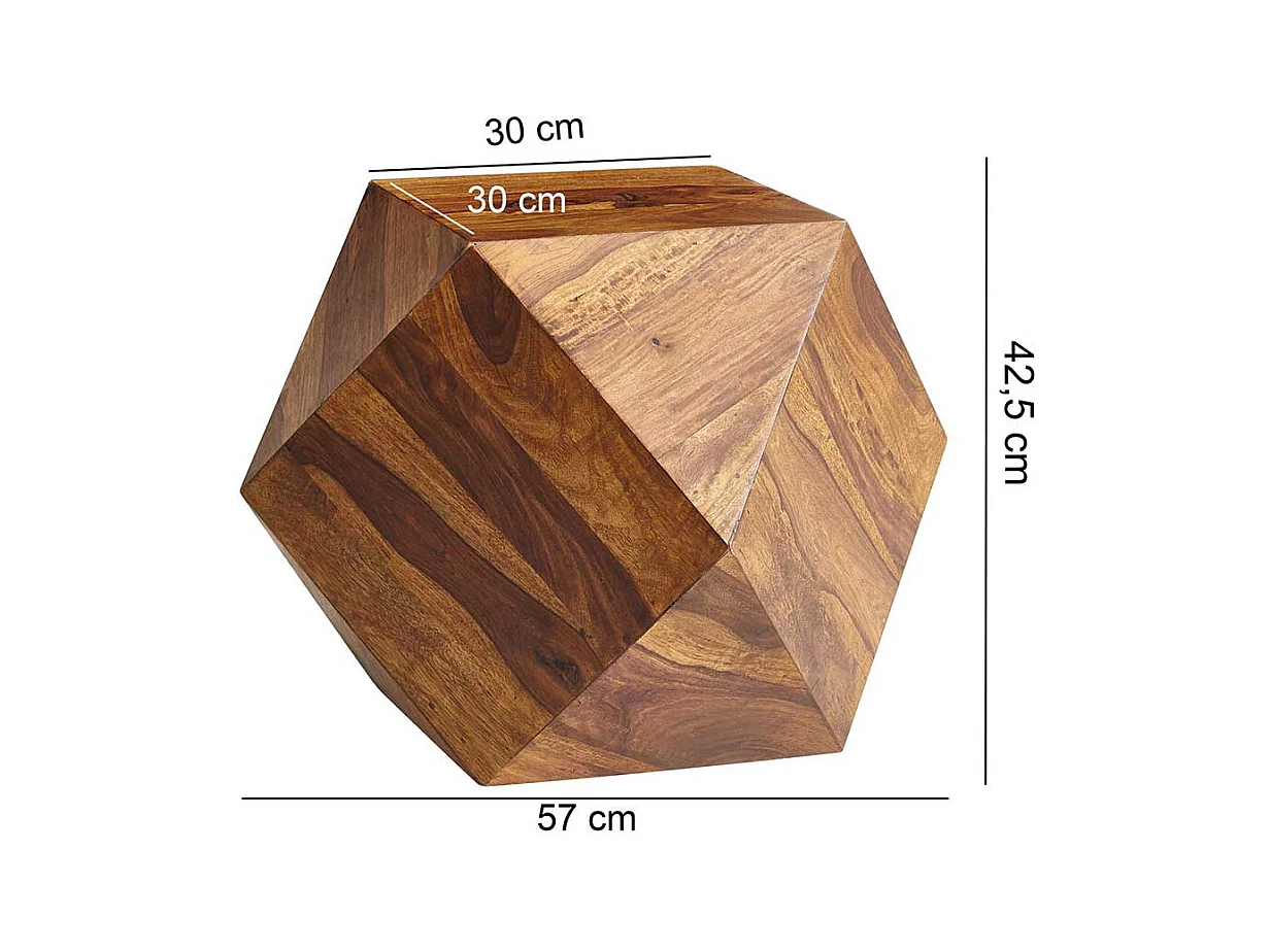 Massivholz Design Couchtisch 57x43x57 cm Sheeshamfarben