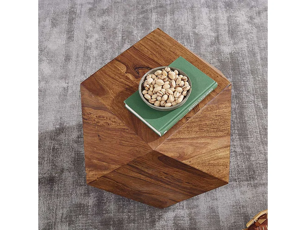 Massivholz Design Couchtisch 57x43x57 cm Sheeshamfarben