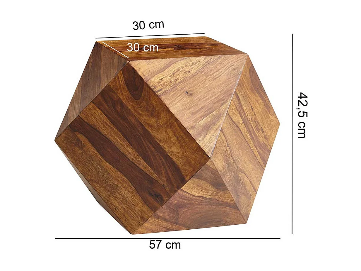 Massivholz Design Couchtisch 57x43x57 cm Sheeshamfarben