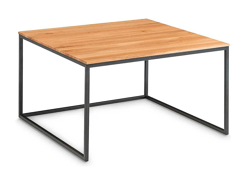 Sofatisch aus Asteiche Massivholz und Metall 70 cm breit