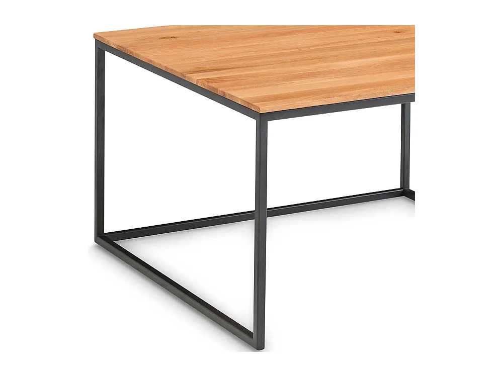 Sofatisch aus Asteiche Massivholz und Metall 70 cm breit