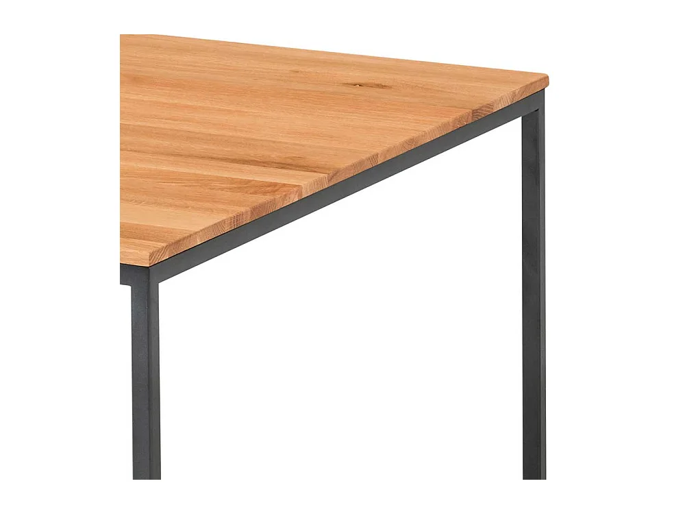 Sofatisch aus Asteiche Massivholz und Metall 70 cm breit