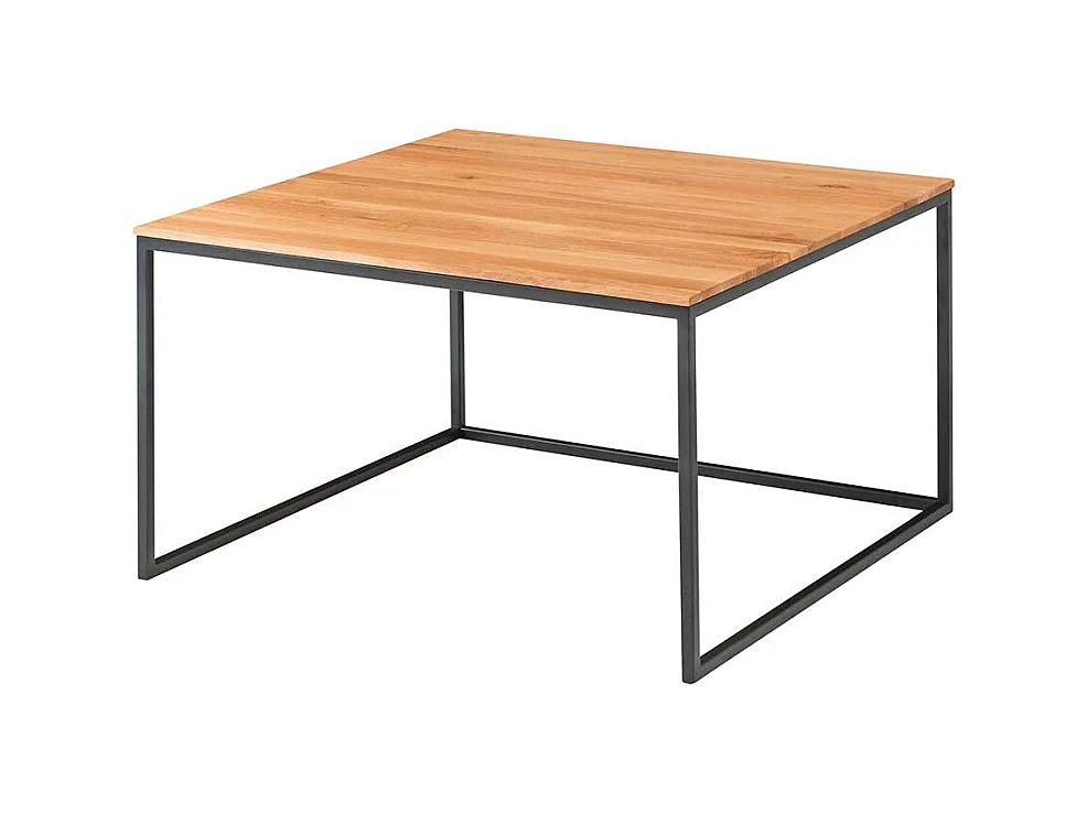 Sofatisch aus Asteiche Massivholz und Metall 70 cm breit