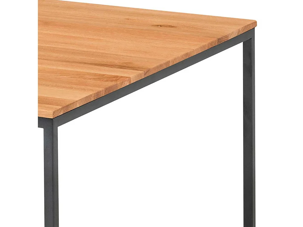 Sofatisch aus Asteiche Massivholz und Metall 70 cm breit