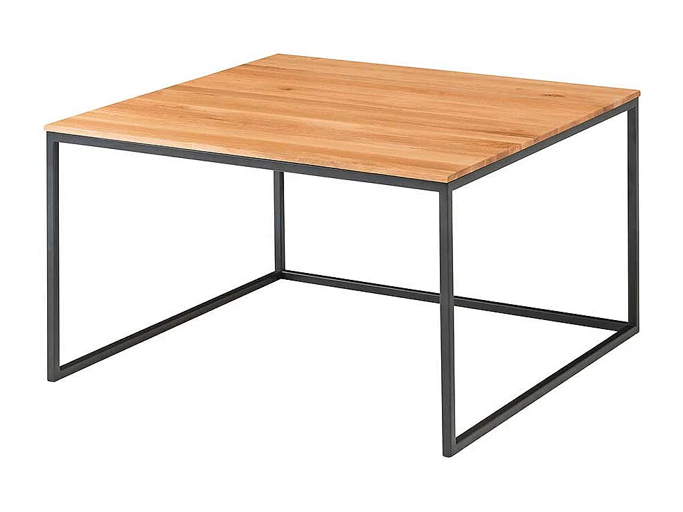 Sofatisch aus Asteiche Massivholz und Metall 70 cm breit