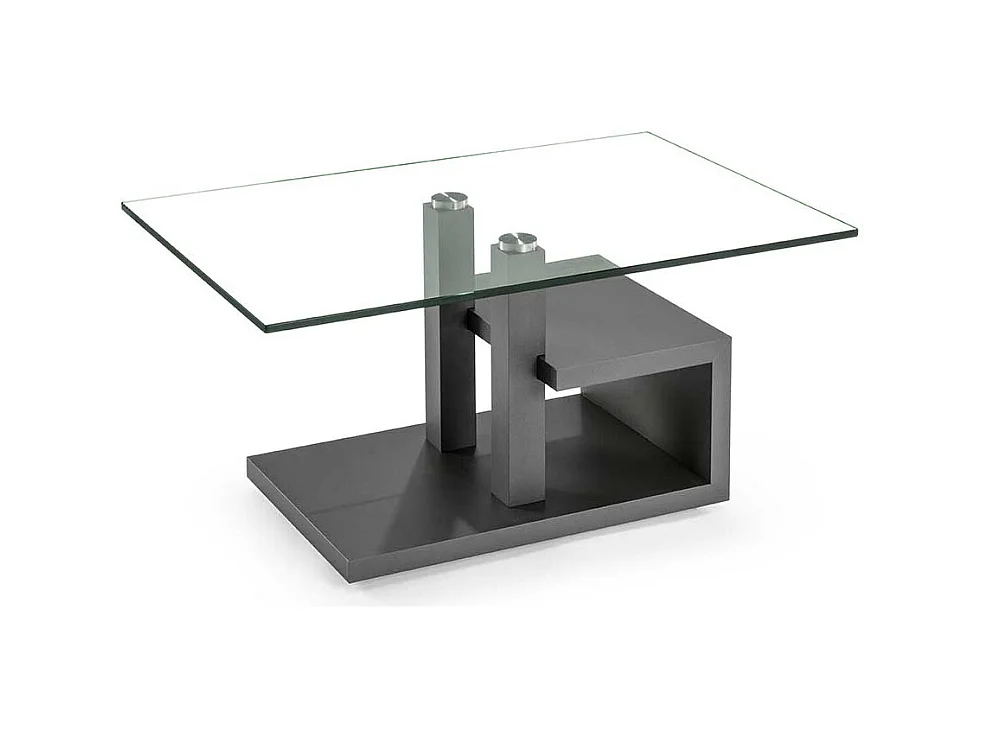 Glas Couchtisch in Anthrazit Rollen