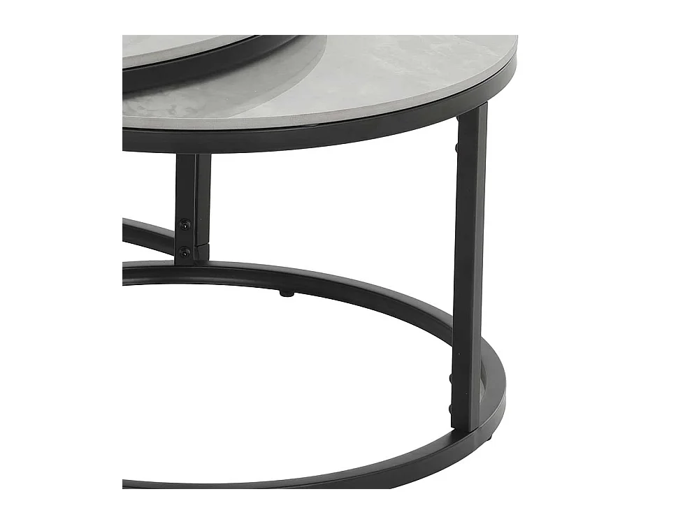 Couchtisch aus Metall und Sinterstein rund (zweiteilig)