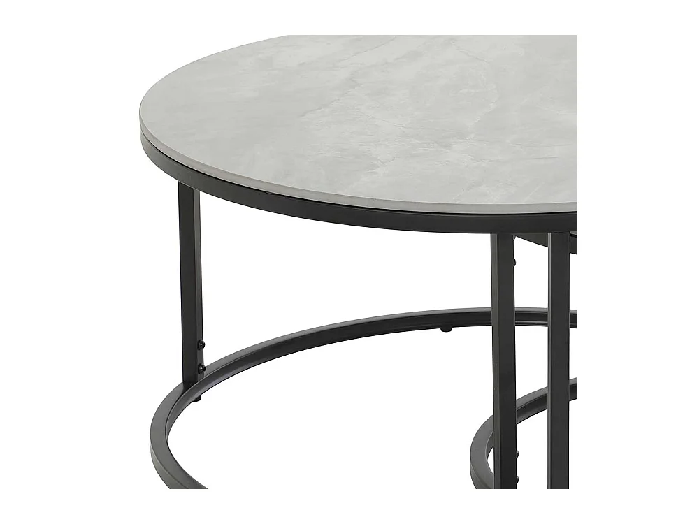 Couchtisch aus Metall und Sinterstein rund (zweiteilig)