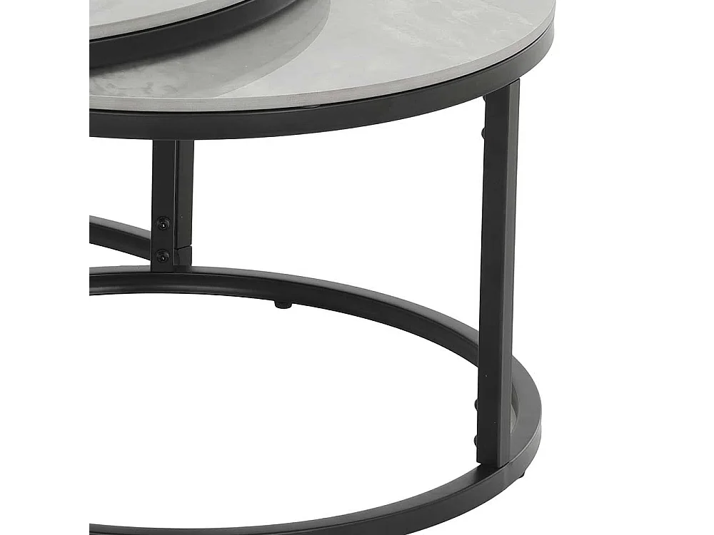 Couchtisch aus Metall und Sinterstein rund (zweiteilig)