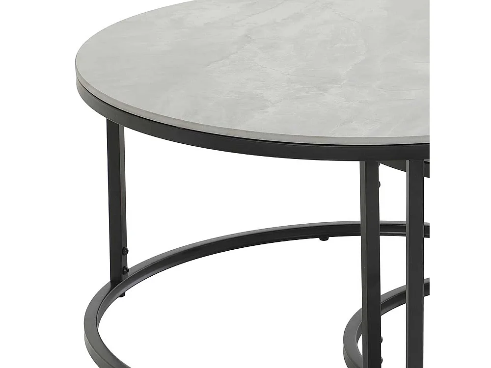 Couchtisch aus Metall und Sinterstein rund (zweiteilig)