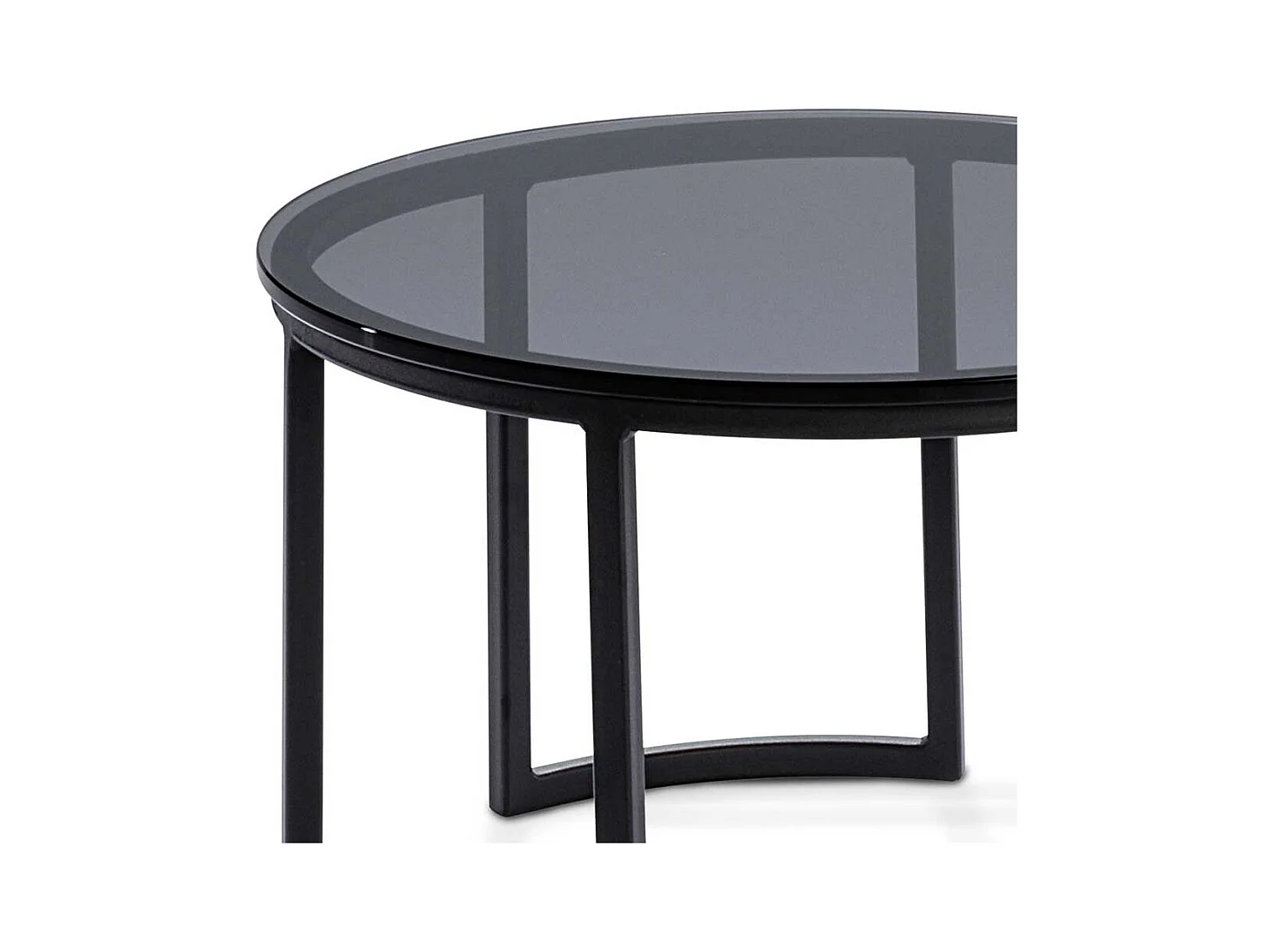 Wohnzimmer Tisch mit runder Rauchglasplatte 80 cm breit