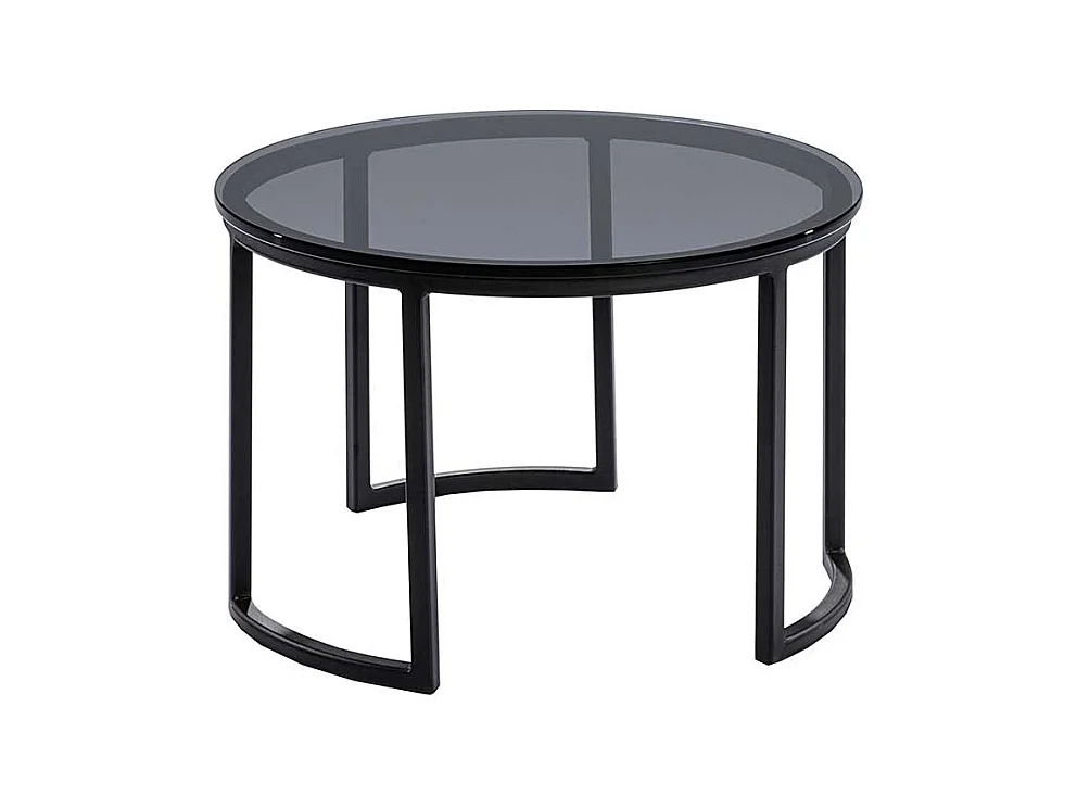 Wohnzimmer Tisch mit runder Rauchglasplatte 80 cm breit