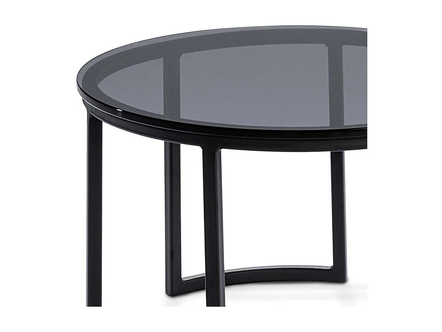 Wohnzimmer Tisch mit runder Rauchglasplatte 80 cm breit