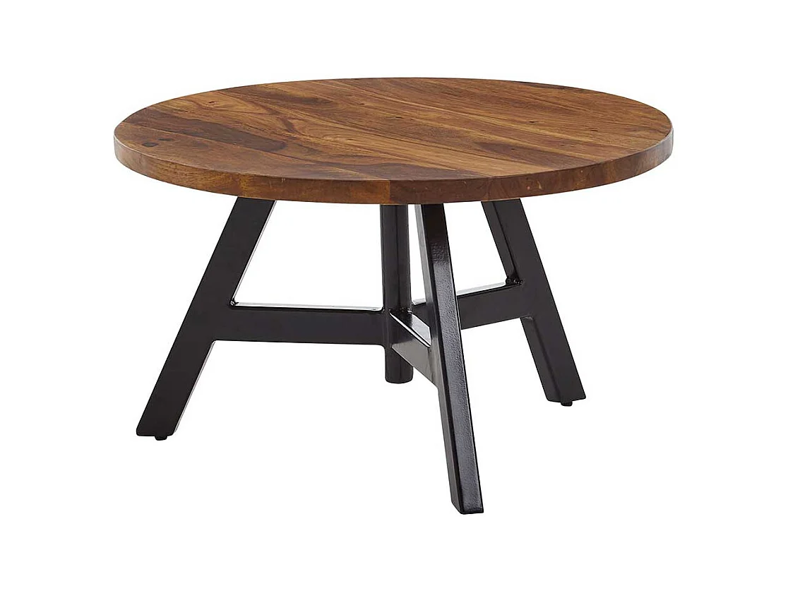 Runder Sofa Tisch in Sheeshamfarben und Schwarz 60 cm Durchmesser