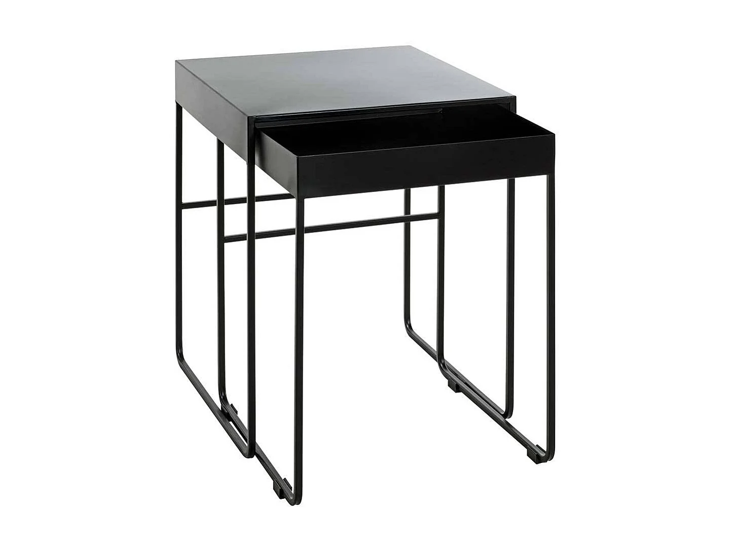 Schwarze Metalltische mit Bügelgestell modernem Design (zweiteilig)