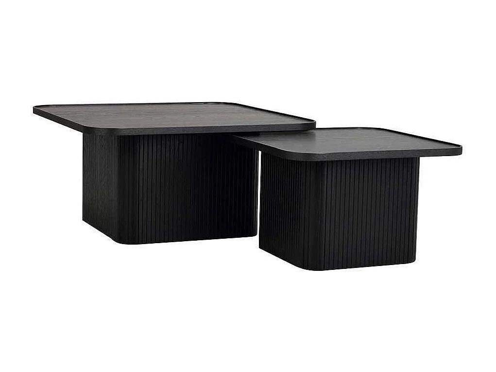 Wohnzimmer Tisch Set in Schwarz quadratischer Tischplatte (zweiteilig)