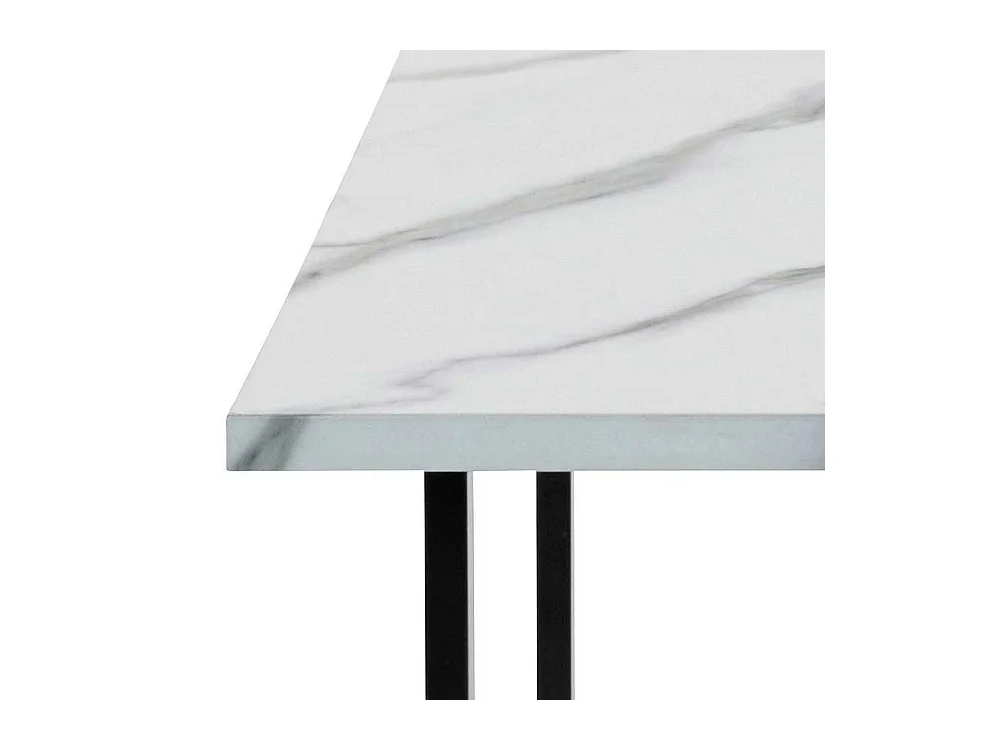 Sofa Tisch mit Bügelgestell Weiß Marmor Optik und Schwarz