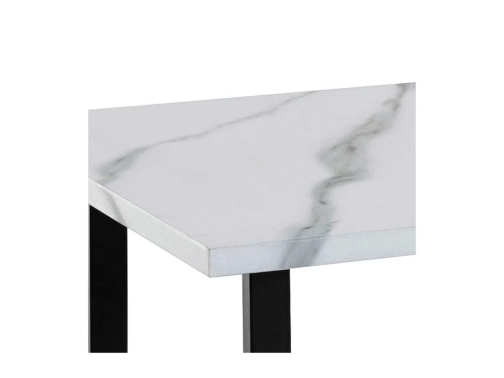 Sofa Tisch mit Bügelgestell Weiß Marmor Optik und Schwarz