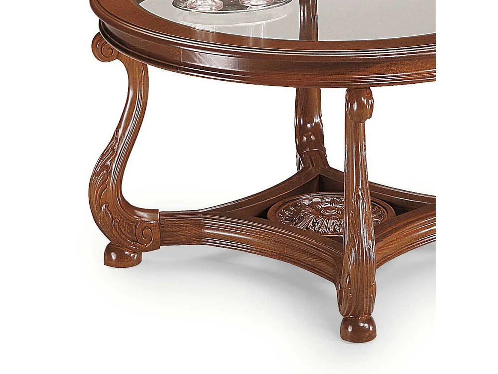 Glas Sofatisch in Nussbaumfarben lackiert Buche furniert