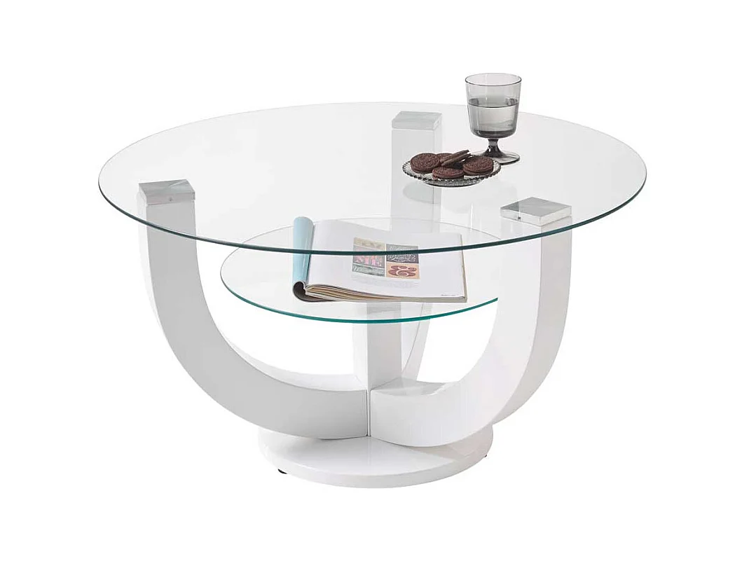 Couchtisch in Weiß Hochglanz Glasplatten
