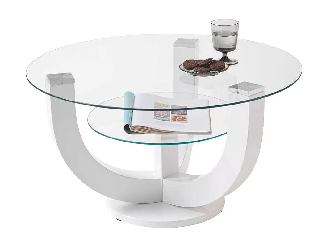 Couchtisch in Weiß Hochglanz Glasplatten