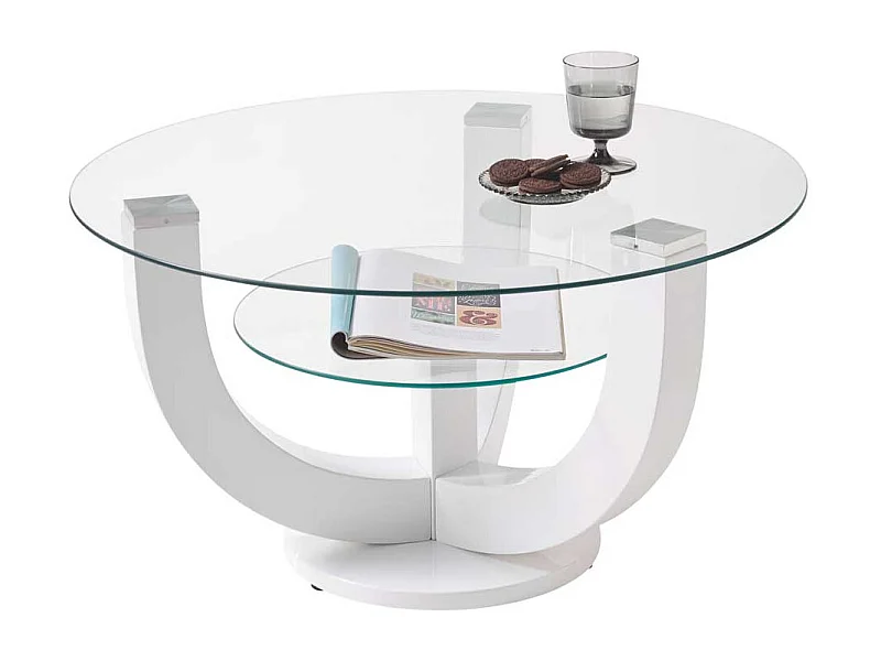 Couchtisch in Weiß Hochglanz Glasplatten