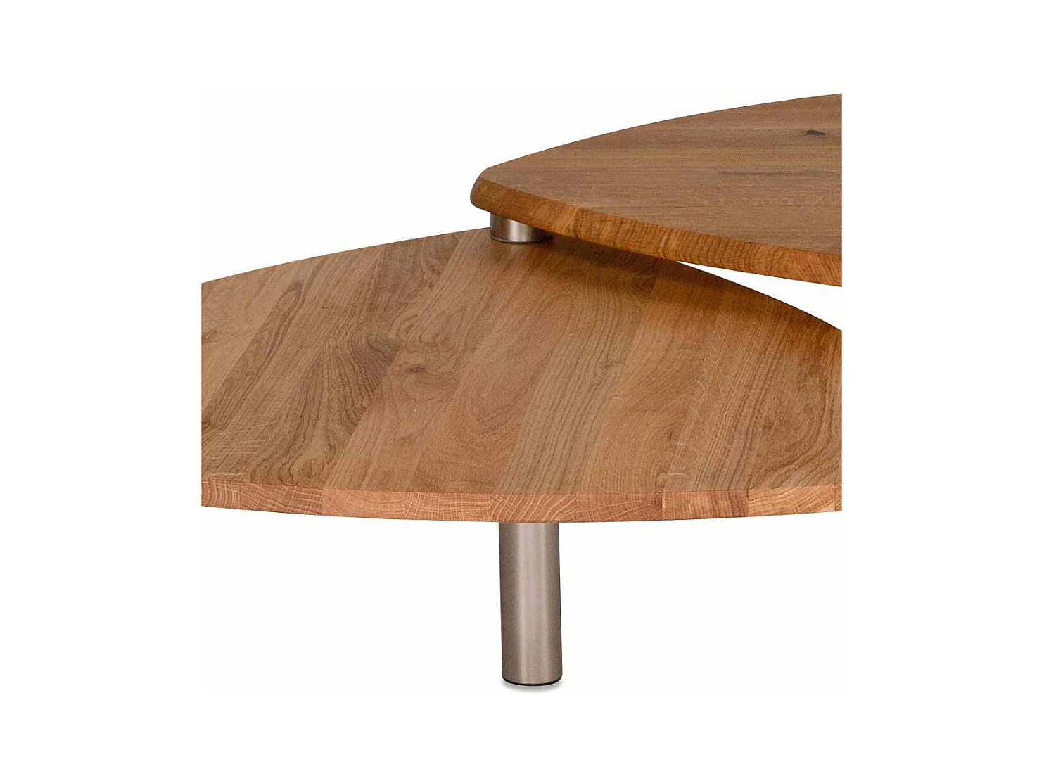 Couchtisch Set aus Wildeiche Massivholz mit Rollen