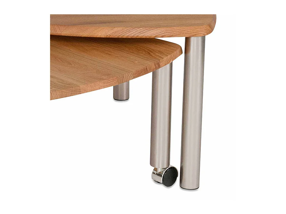 Couchtisch Set aus Wildeiche Massivholz mit Rollen