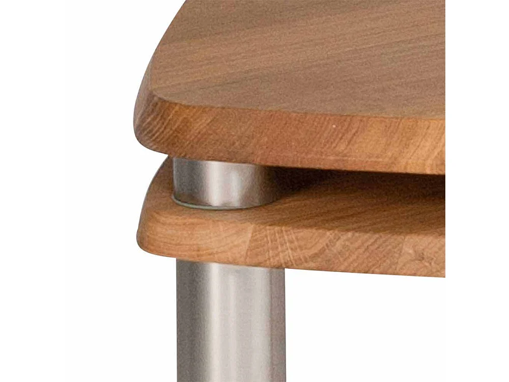 Couchtisch Set aus Wildeiche Massivholz mit Rollen