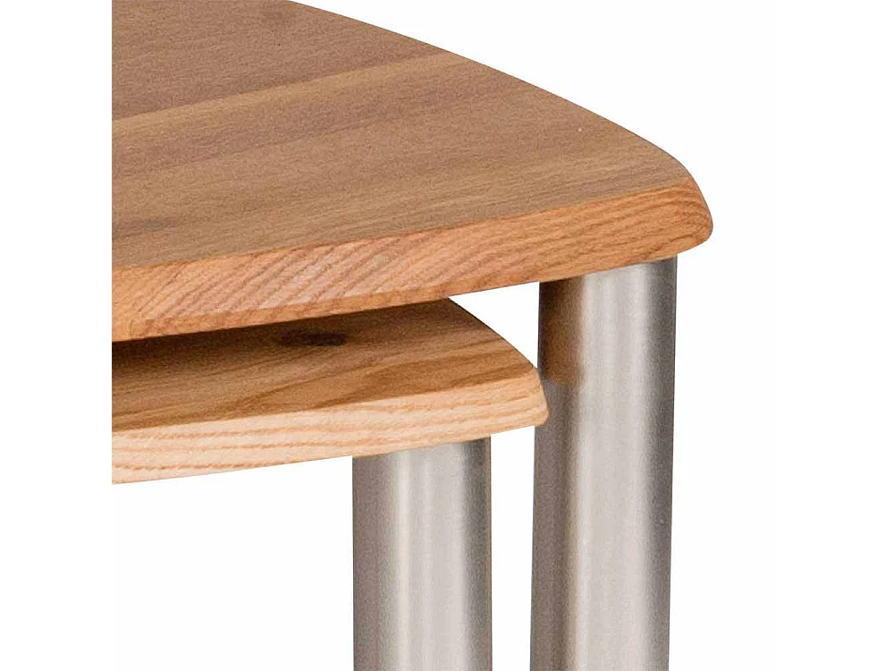 Couchtisch Set aus Wildeiche Massivholz mit Rollen