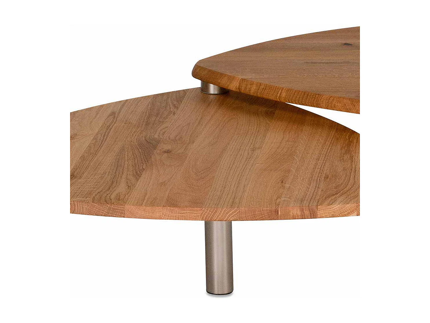 Couchtisch Set aus Wildeiche Massivholz mit Rollen